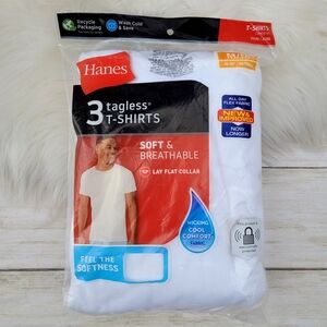 Hanes Tagless Men's 3 Pk White T-shirt Undershirt Size M 38-40" Crew Cut Neck